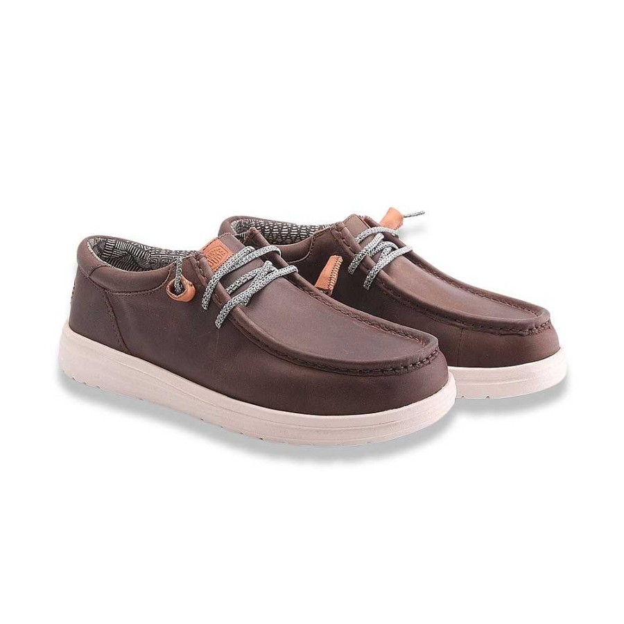 Man Dude | Dude Wally Grip Leather Gray Chocolate